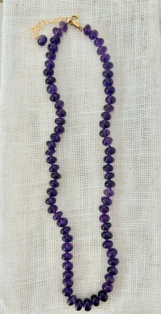 Amethyst Rondelle Knotted Gemstone Necklace image 0