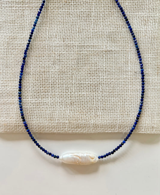 Lapis & Pearl Necklace