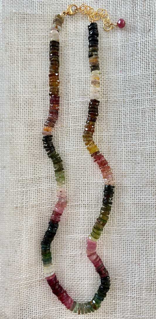 Watermelon Tourmaline Gemstone Necklace  image 0